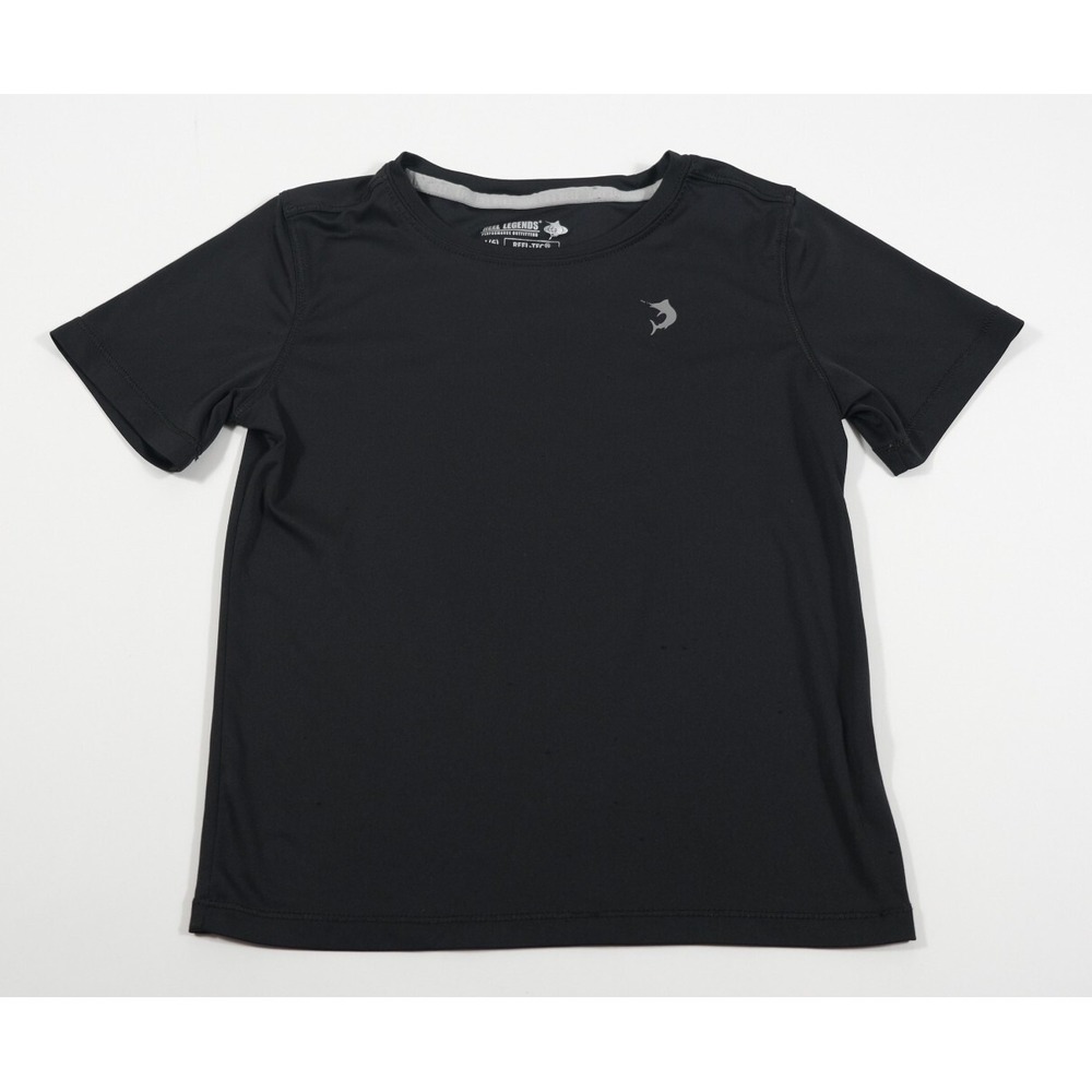 Reel Legends Shirt Kids Size L 6 Black Reel-Tec Performance Short Sleeve Tee